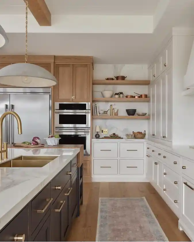 Charcoal and White with Warm Wood Accents