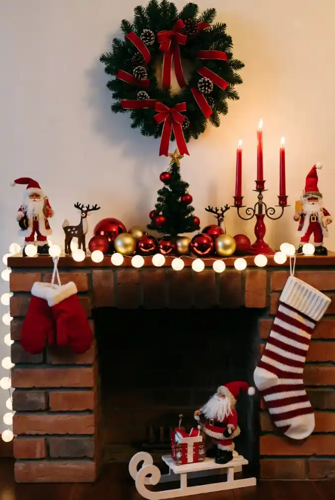 Classic Red and Gold Santa Display