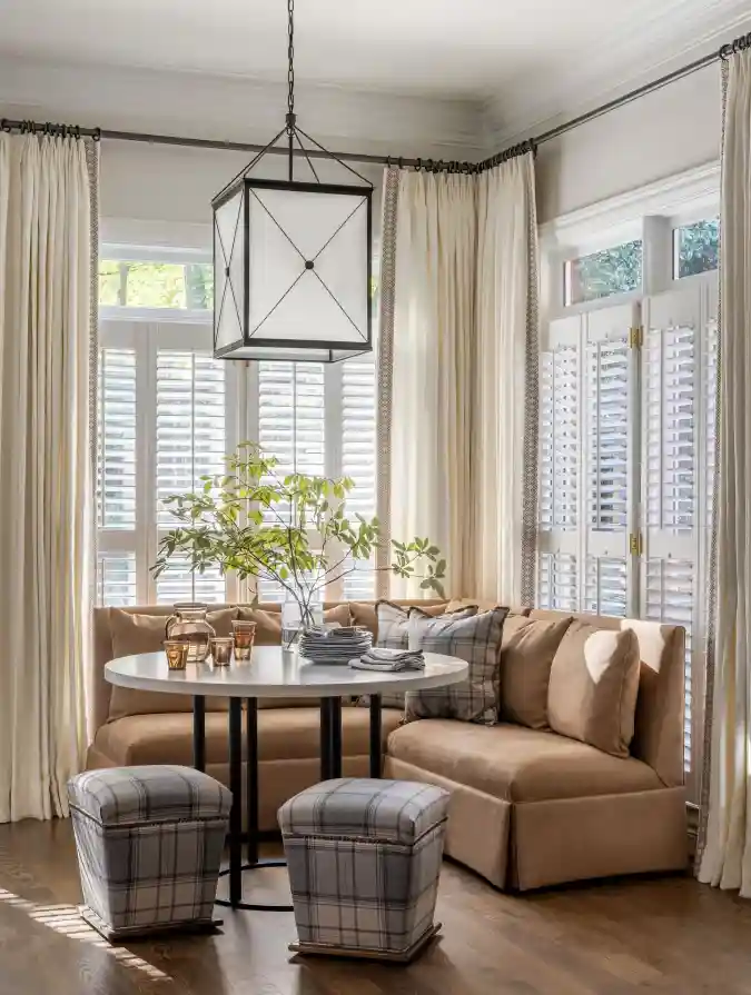 Cozy Corner Banquette with Plaid Accents