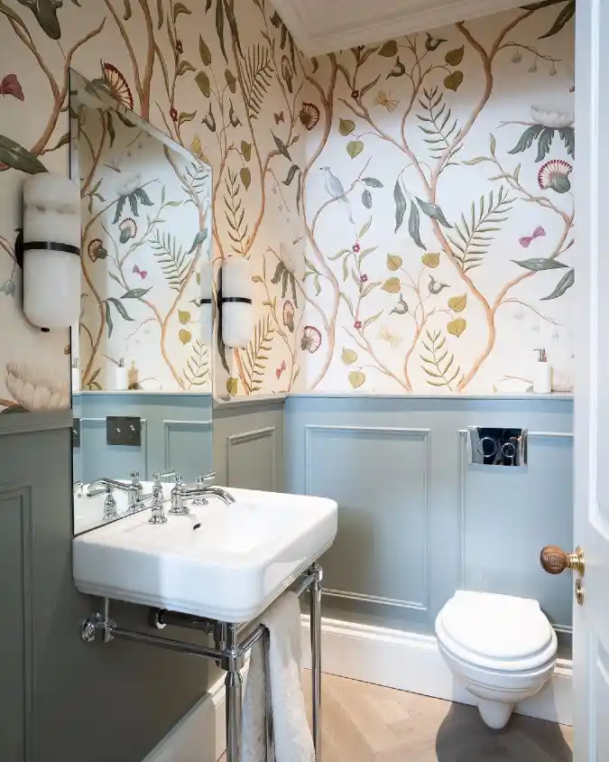 Elegant Botanical and Blue Paneling