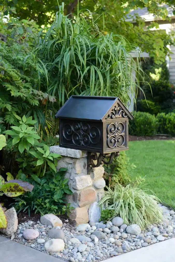 Permanent Stone Pillar and River Rock Bed
