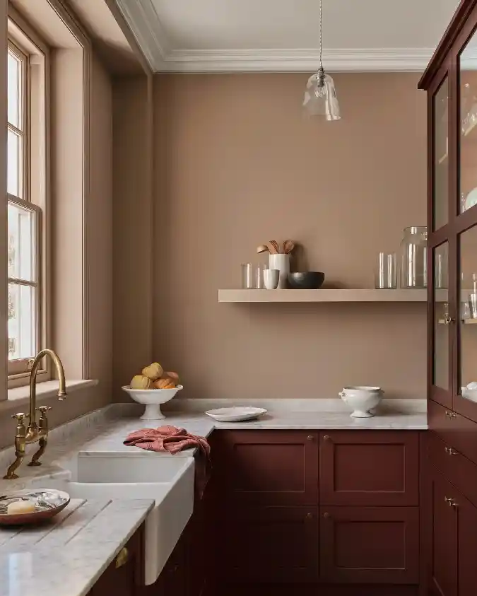 Rich Burgundy and Warm Taupe