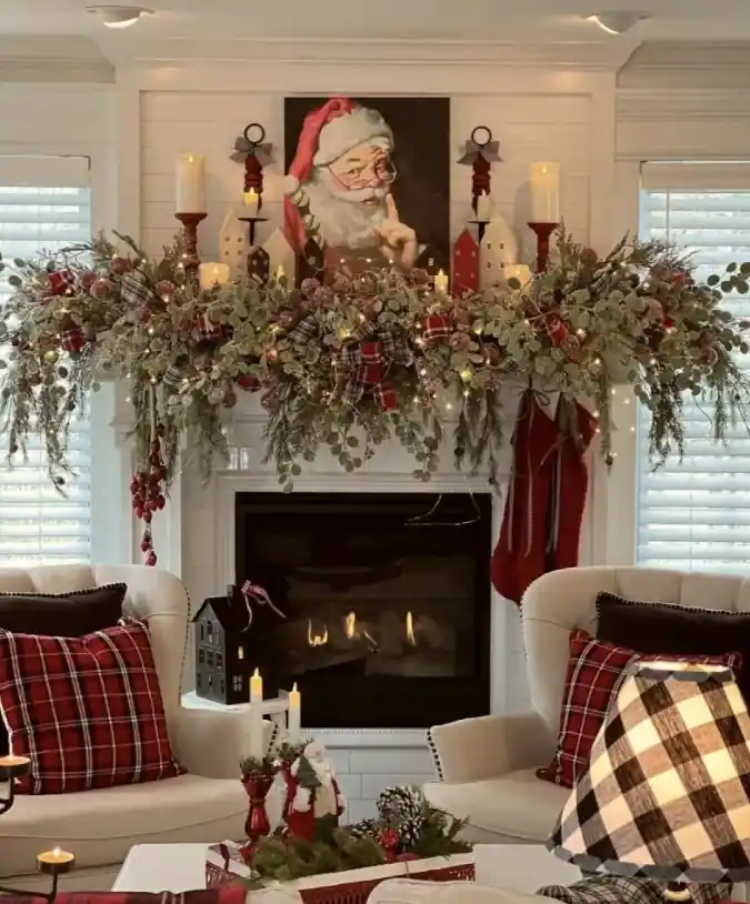 "Santa's Secret" Traditional Mantel