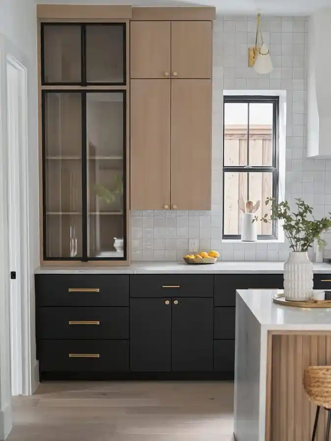 The Sophisticated Split: Black and Warm Wood