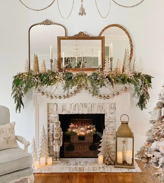 Timeless Metallic & Greenery Mantel