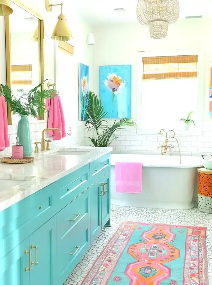 Vibrant Turquoise and Pink Coastal Retreat