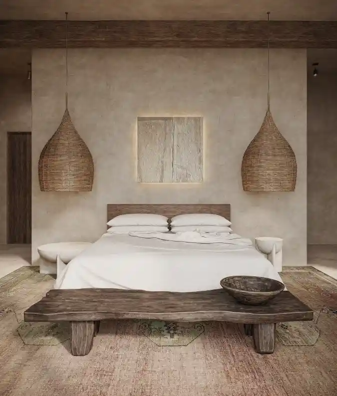 Woven Light and Raw Wood Sanctuary