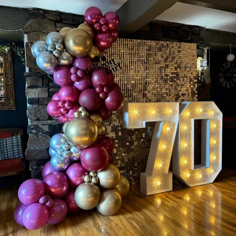 Radiant Burgundy and Gold Marquee Display