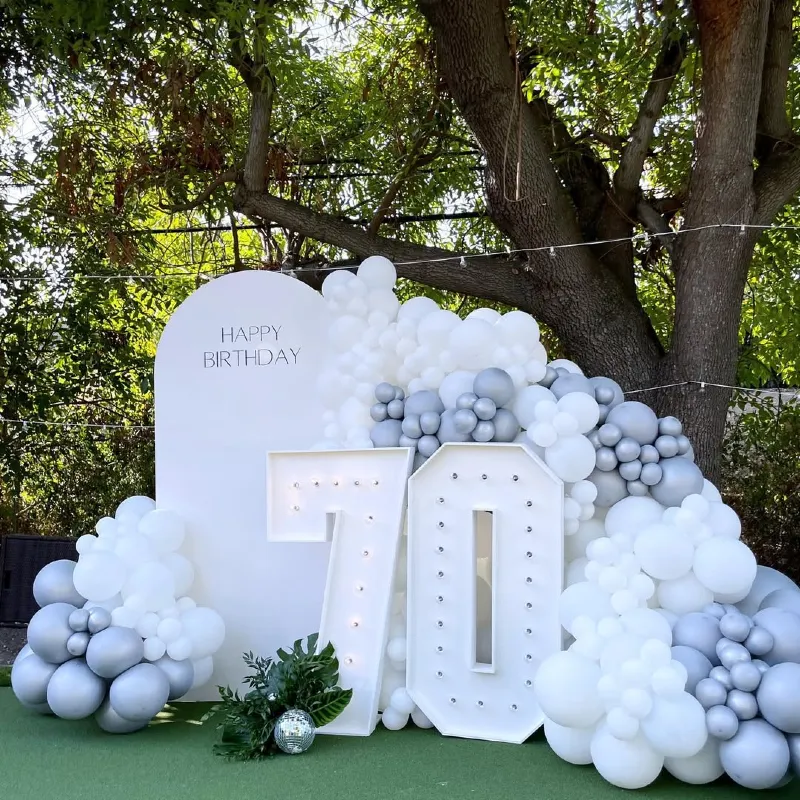 Elegant White and Silver Outdoor Arch