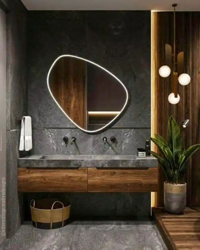 Asymmetrical Backlit Art Mirror