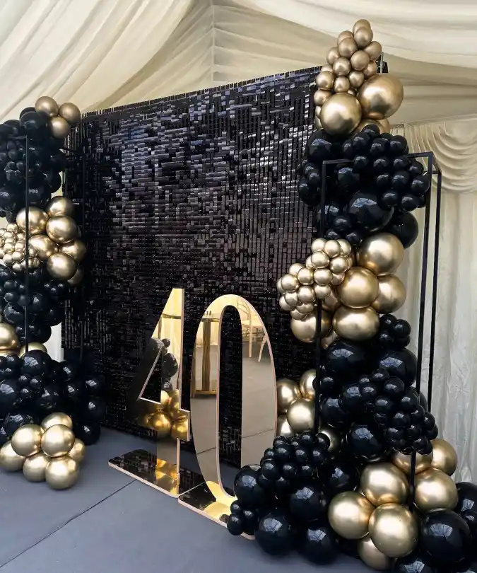 Black and Gold Milestone Luxe Backdrop