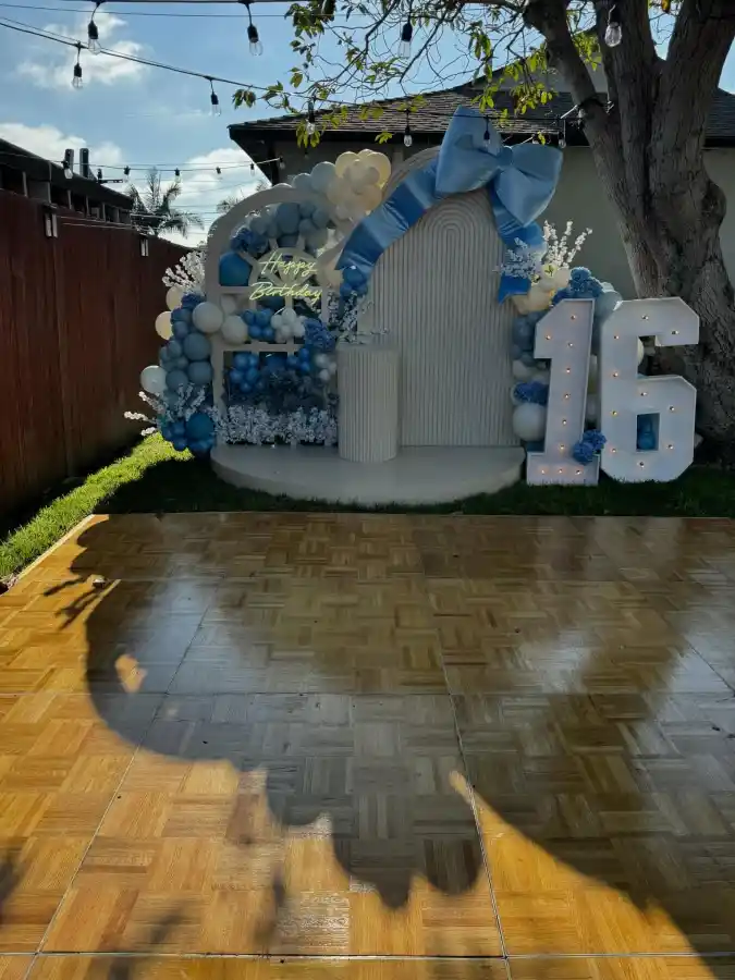 Blue and White Backyard Oasis