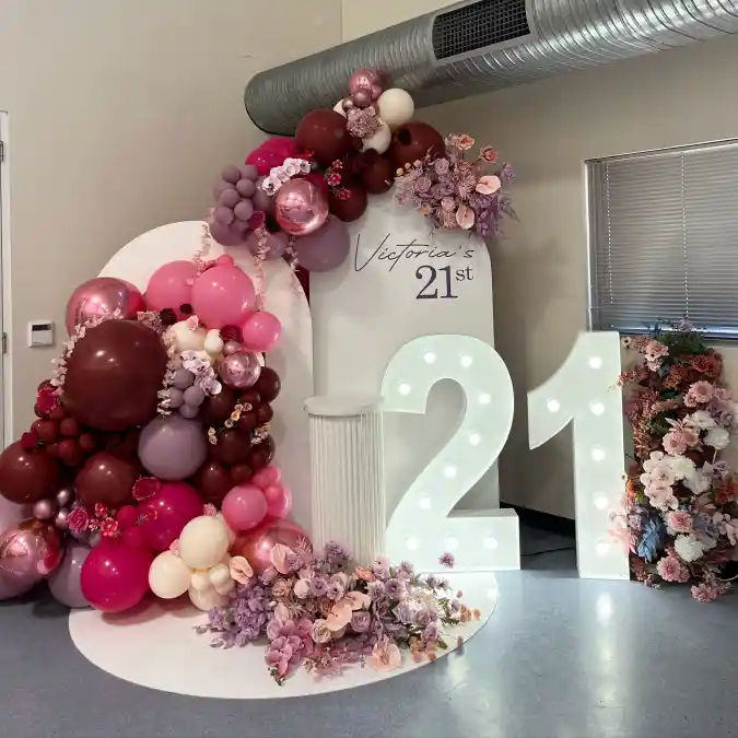 Chic Balloon Garland & Marquee Lights