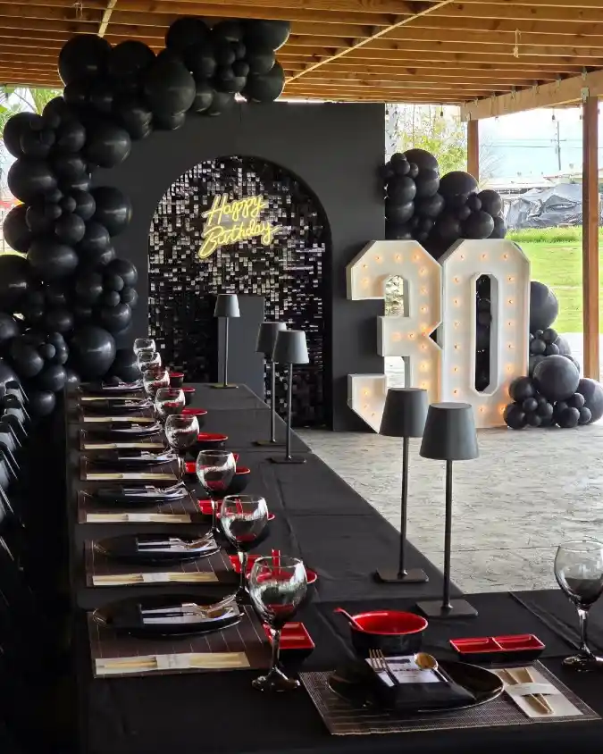 Chic Black and Red 30th Dinner Party