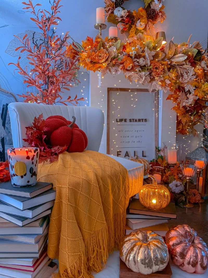 Cozy Harvest Glow Reading Nook