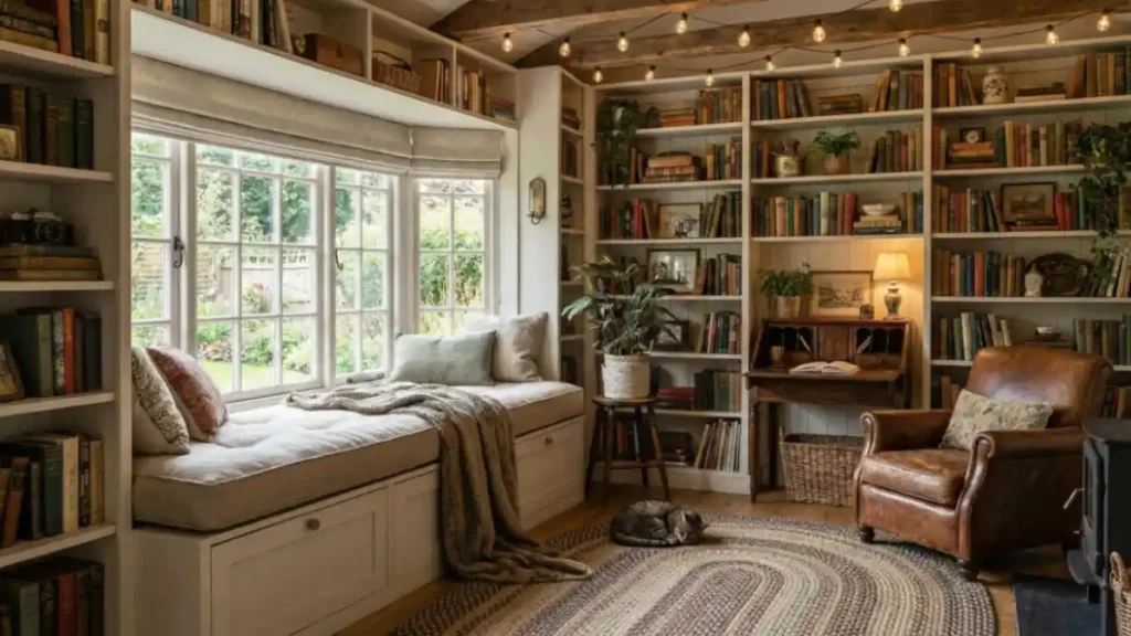 Cozy Reading Nook and Library