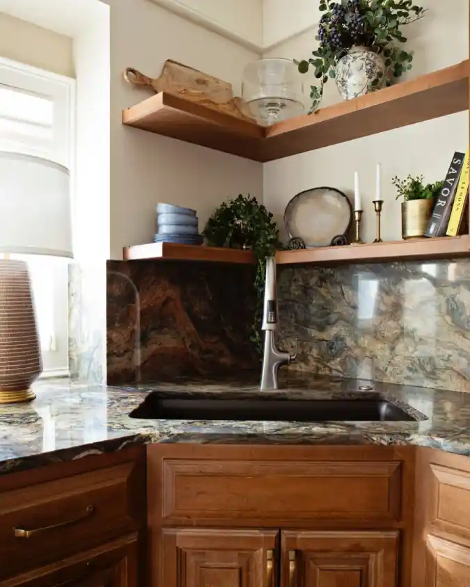 Custom Corner Open Shelving