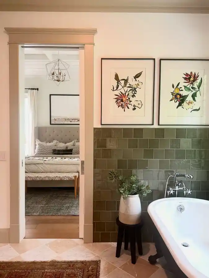 Earthy Tones and Elegant Pocket Doors