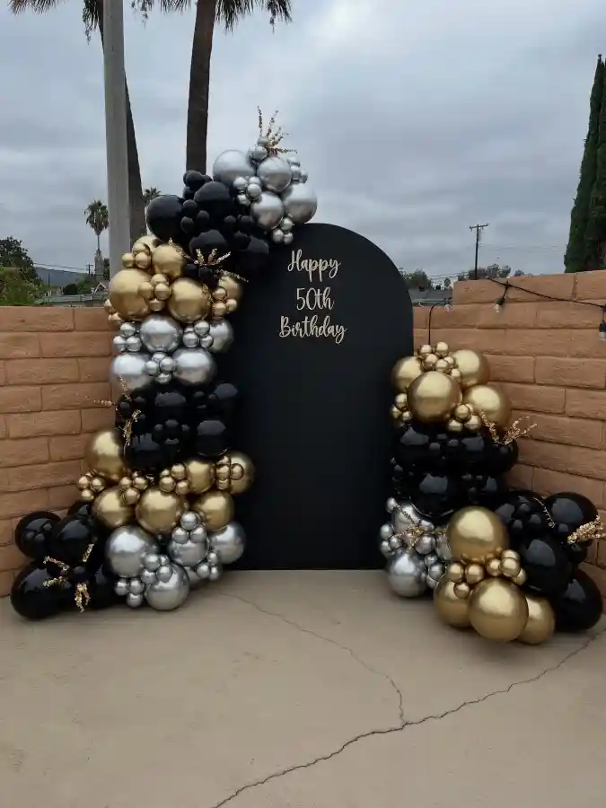 Elegant Black and Gold Milestone Backdrop