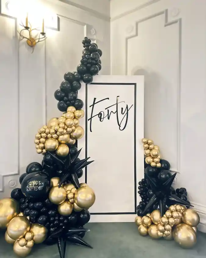 Elegant Black and Gold Milestone Backdrop
