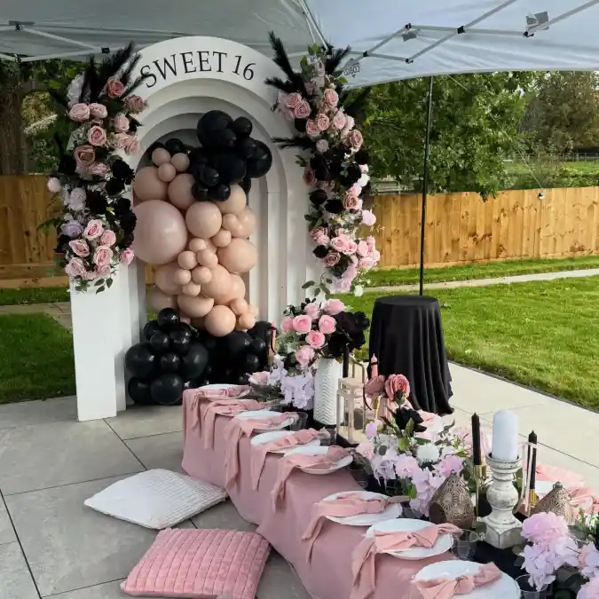 Elegant Blush and Black Garden Picnic