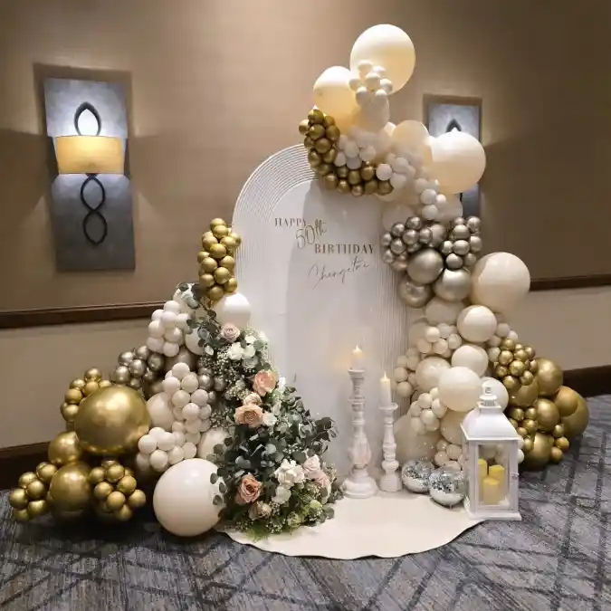Elegant Cream and Gold Milestone Arch