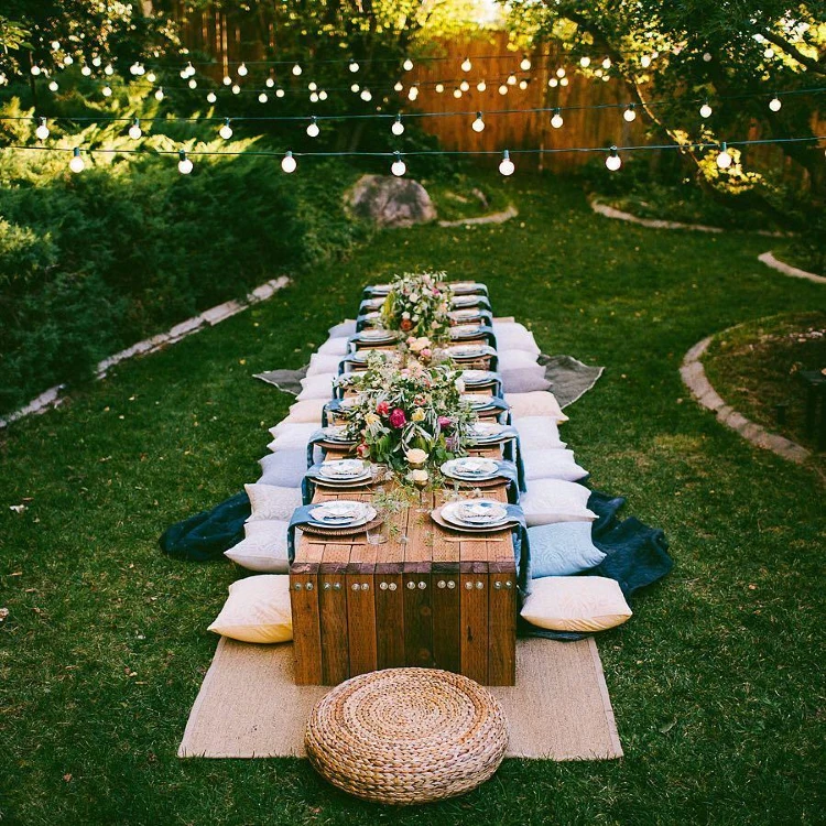 4. Enchanted Garden Boho Picnic Seating