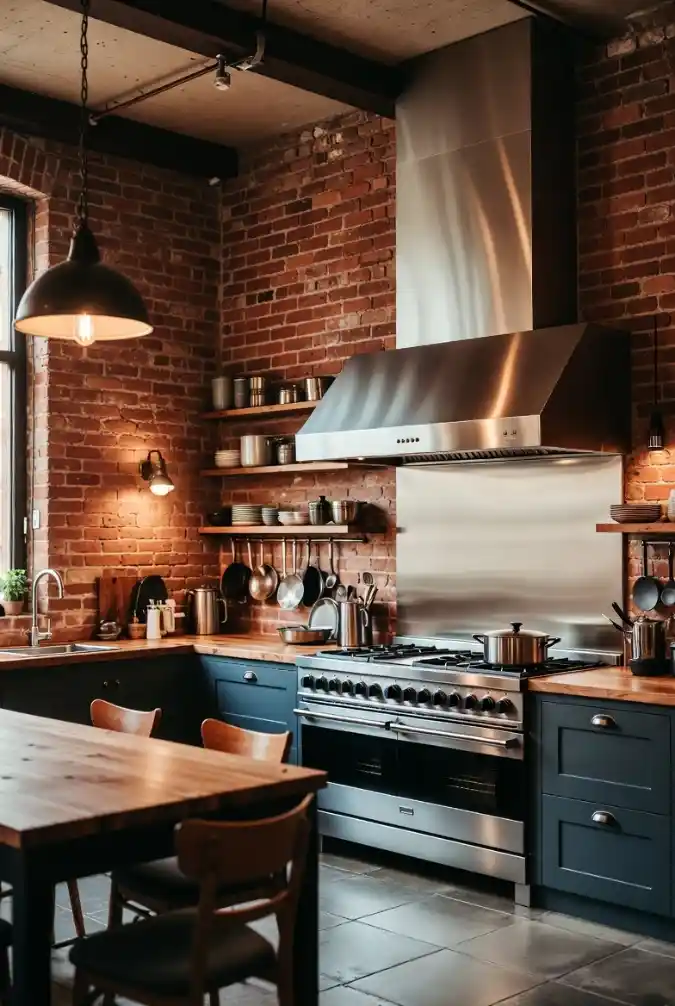 Exposed Brick and Stainless Steel Haven