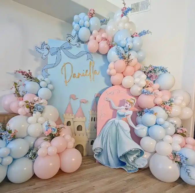 Fairytale Balloon Castle Birthday Backdrop