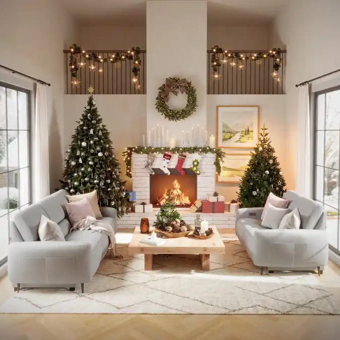 Fireside Evergreen Living Room Glow