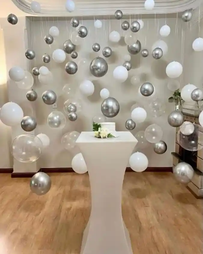 Floating Silver Balloon Cloud Backdrop