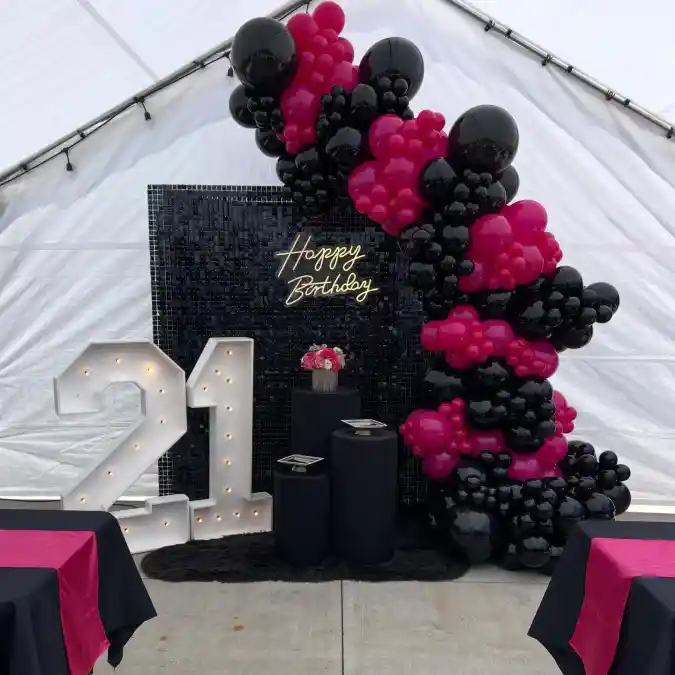 Glamorous Photo Backdrop with Marquee Numbers