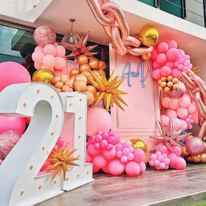 Glamorous Pink and Gold 21st Birthday Backdrop