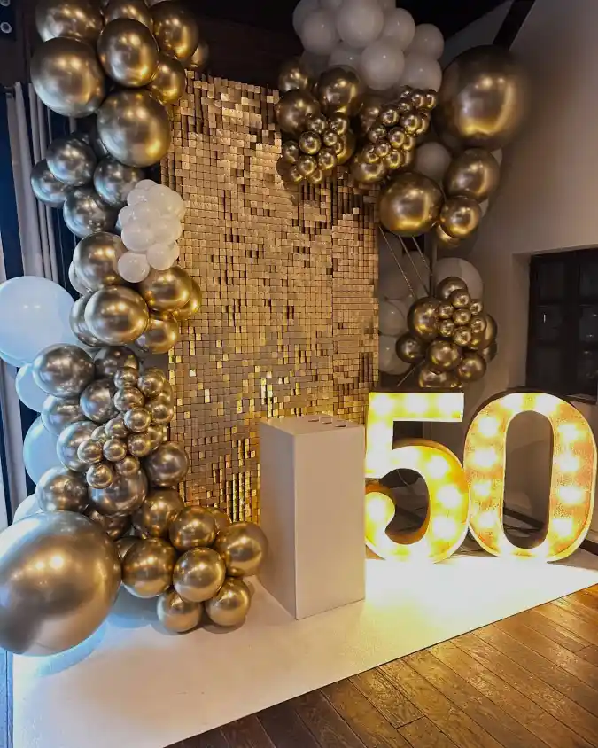 Glamorous Shimmer Wall and Marquee Photo Op