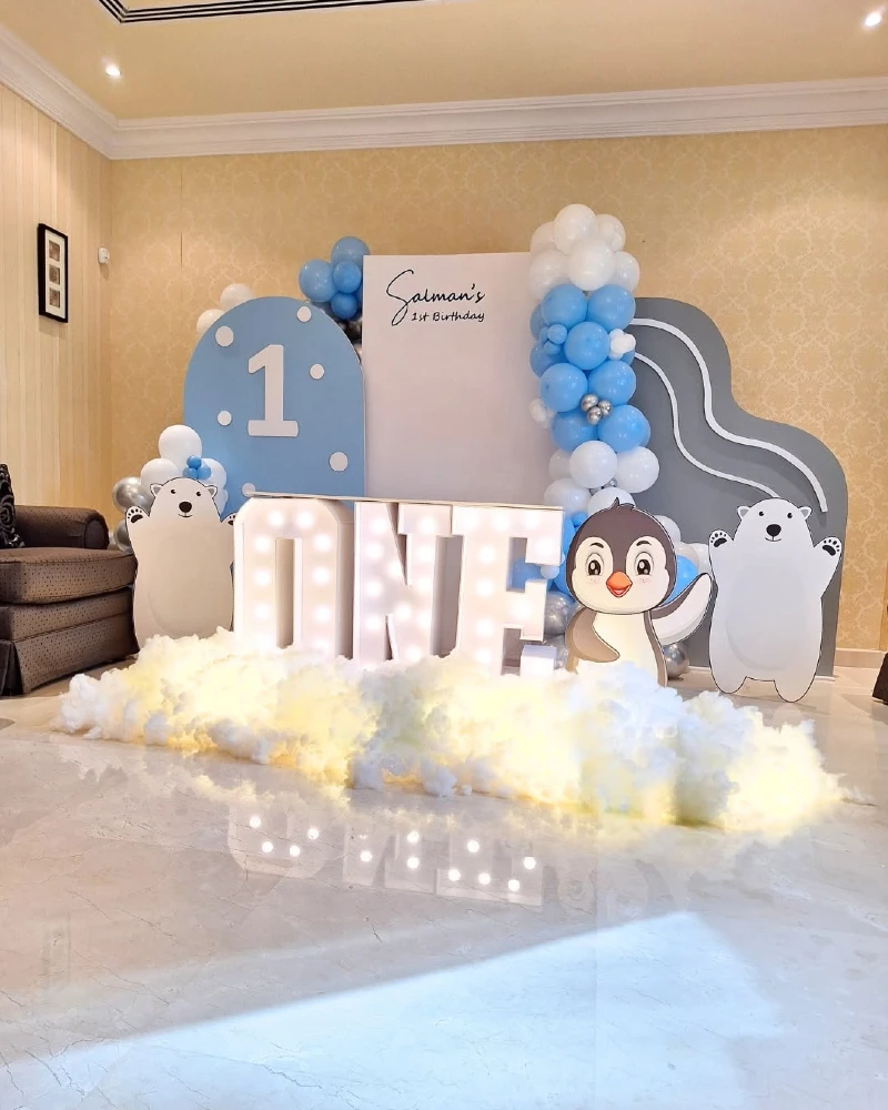 Glowing Arctic Friends & Baby Blue 1st Birthday