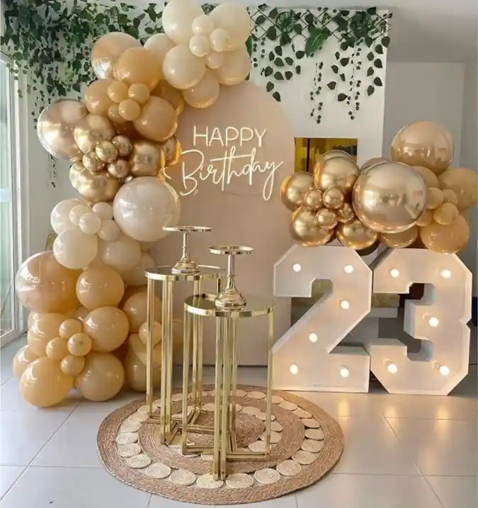 Golden Neutrals Balloon Milestone Backdrop