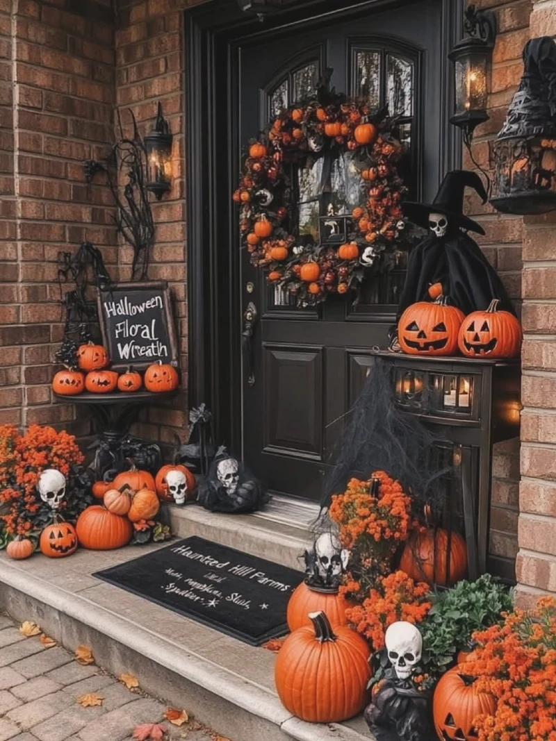 Haunted Harvest Floral Porch Entrance