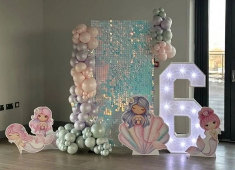 Iridescent Sequin Wall & Marquee Milestone Display