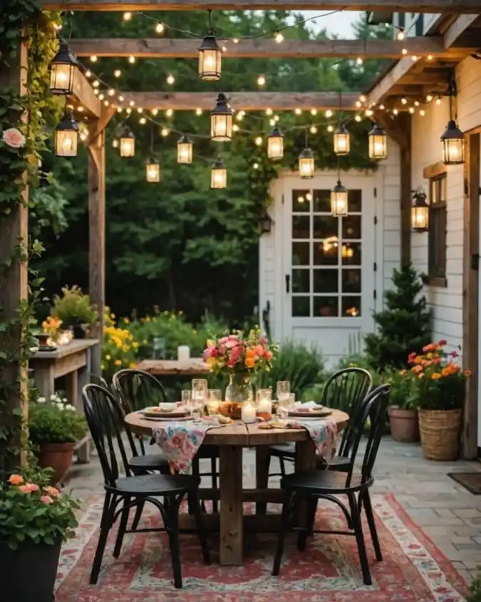 Lantern Lit Garden Dining Patio