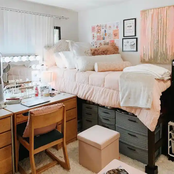 Lofted Boho Bed with Vanity Nook