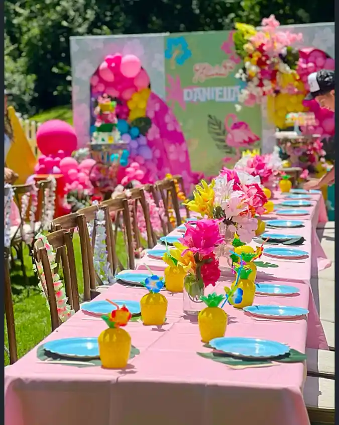 Lush Luau Table Setting with Pineapple Details