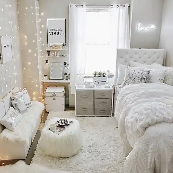 Luxe All-White Haven with Ambiance Lighting