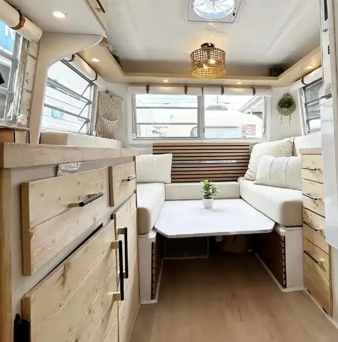 Modern Boho RV Dinette Makeover