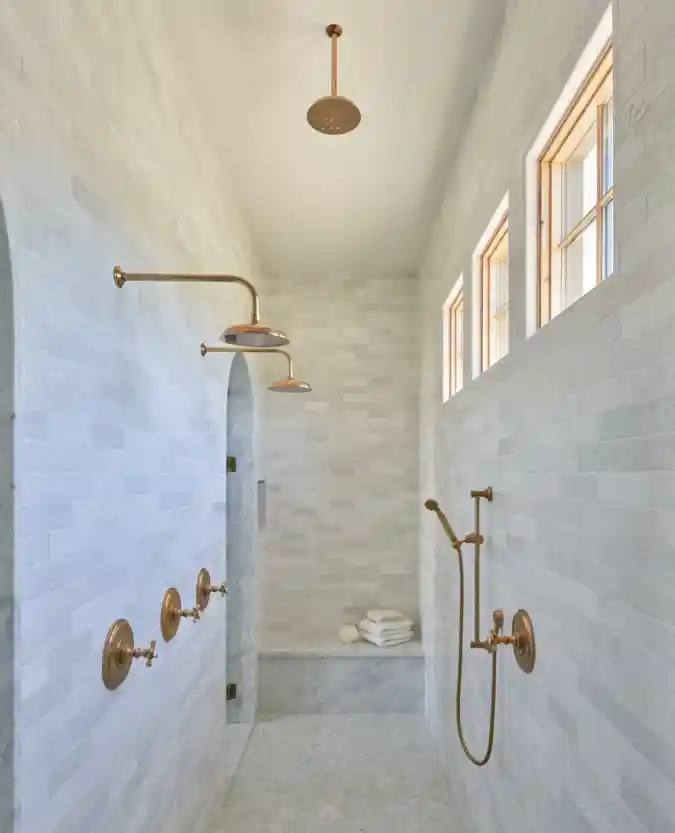 Multi-Sensory Brass and Marble Wet Room