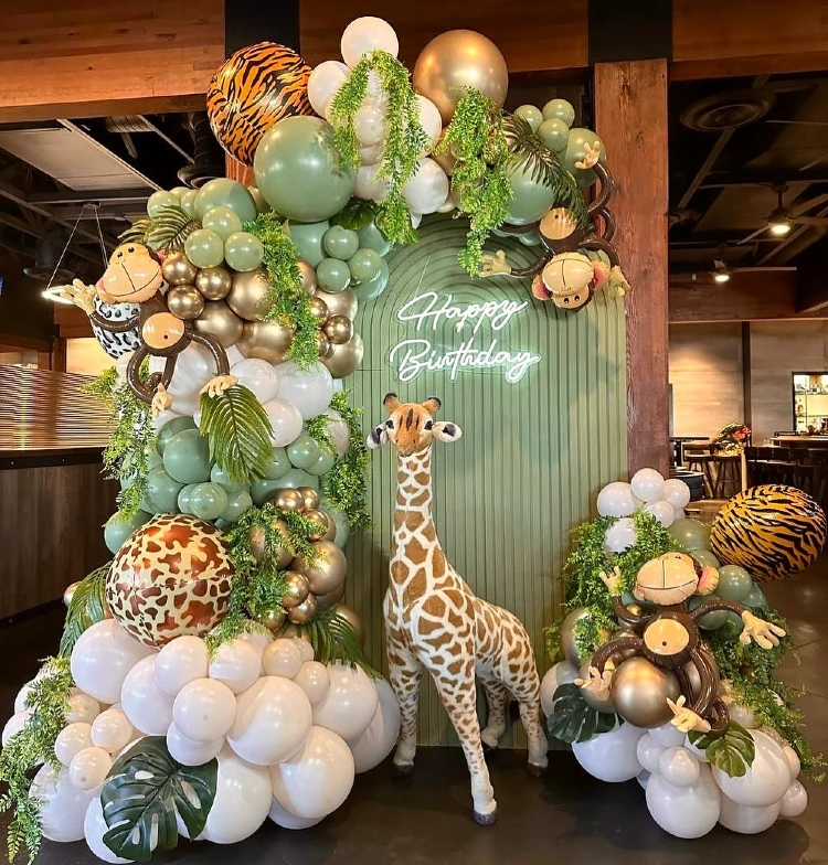 Neon Sage and Gold Jungle Backdrop