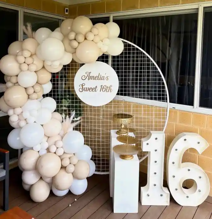 Neutral Boho-Chic Sweet 16 Backdrop