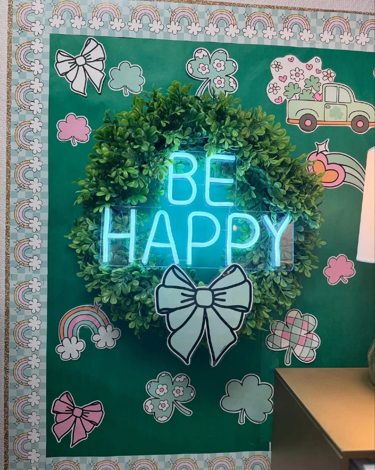 Pastel Coquette "Be Happy" Wreath Backdrop