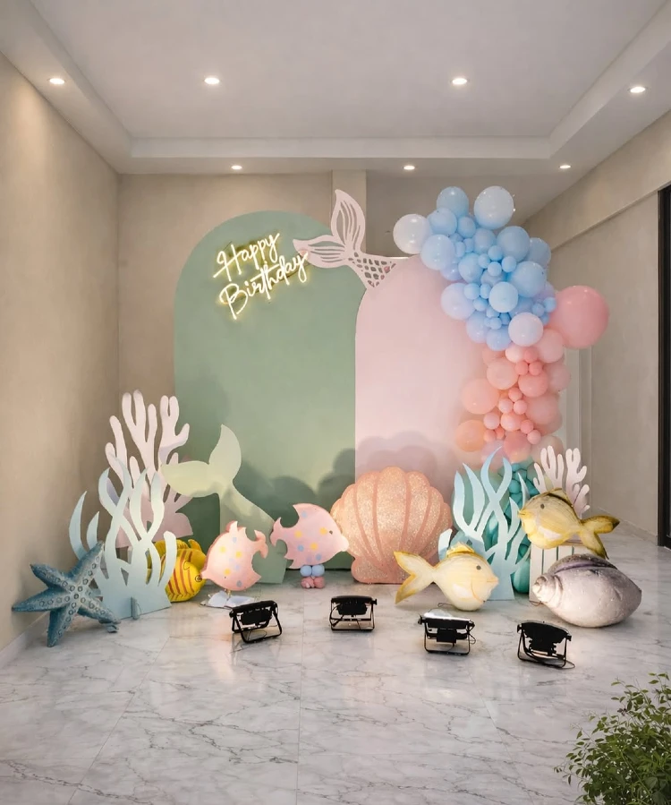 Pastel Mint and Pink Ocean Floor Backdrop