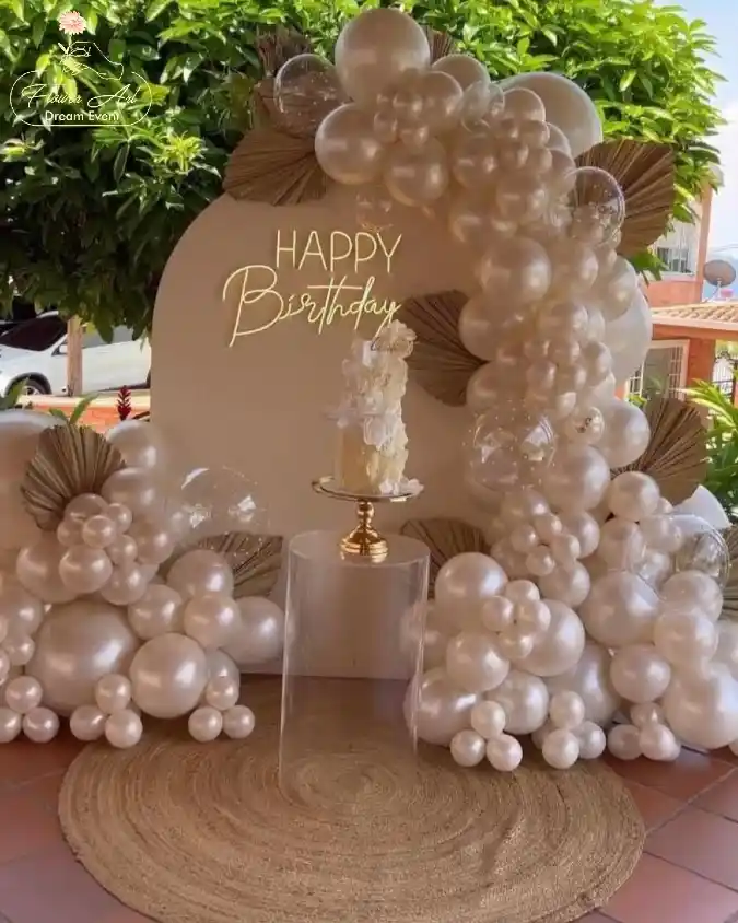 Pearl Aura Birthday Backdrop Display
