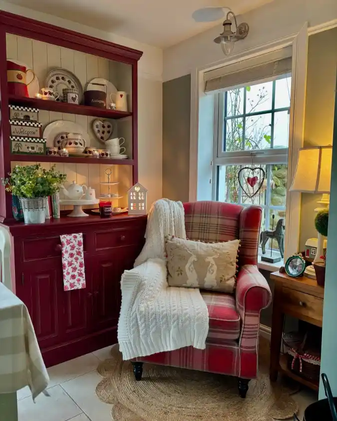 Plaid Reading Nook with Vintage Warmth